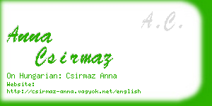 anna csirmaz business card